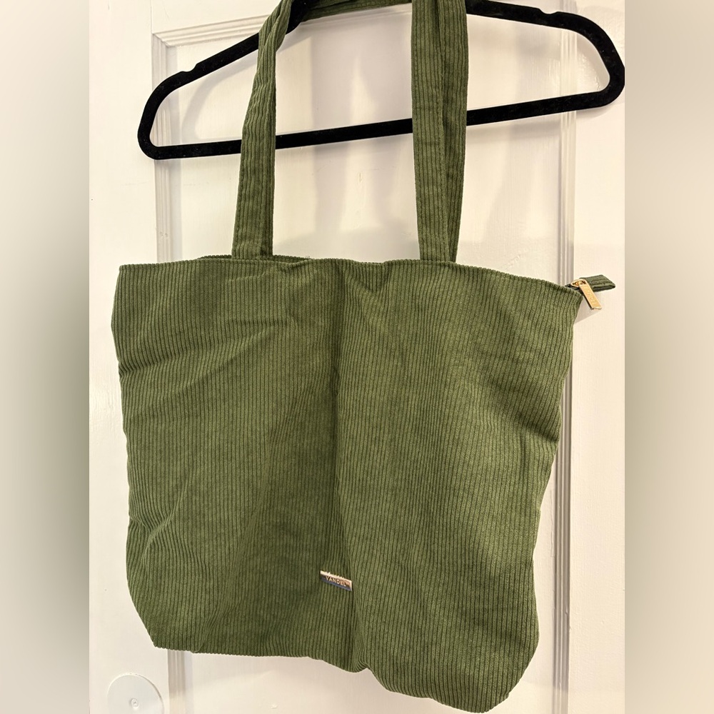 Vandel Green Corduroy Tote Bag
